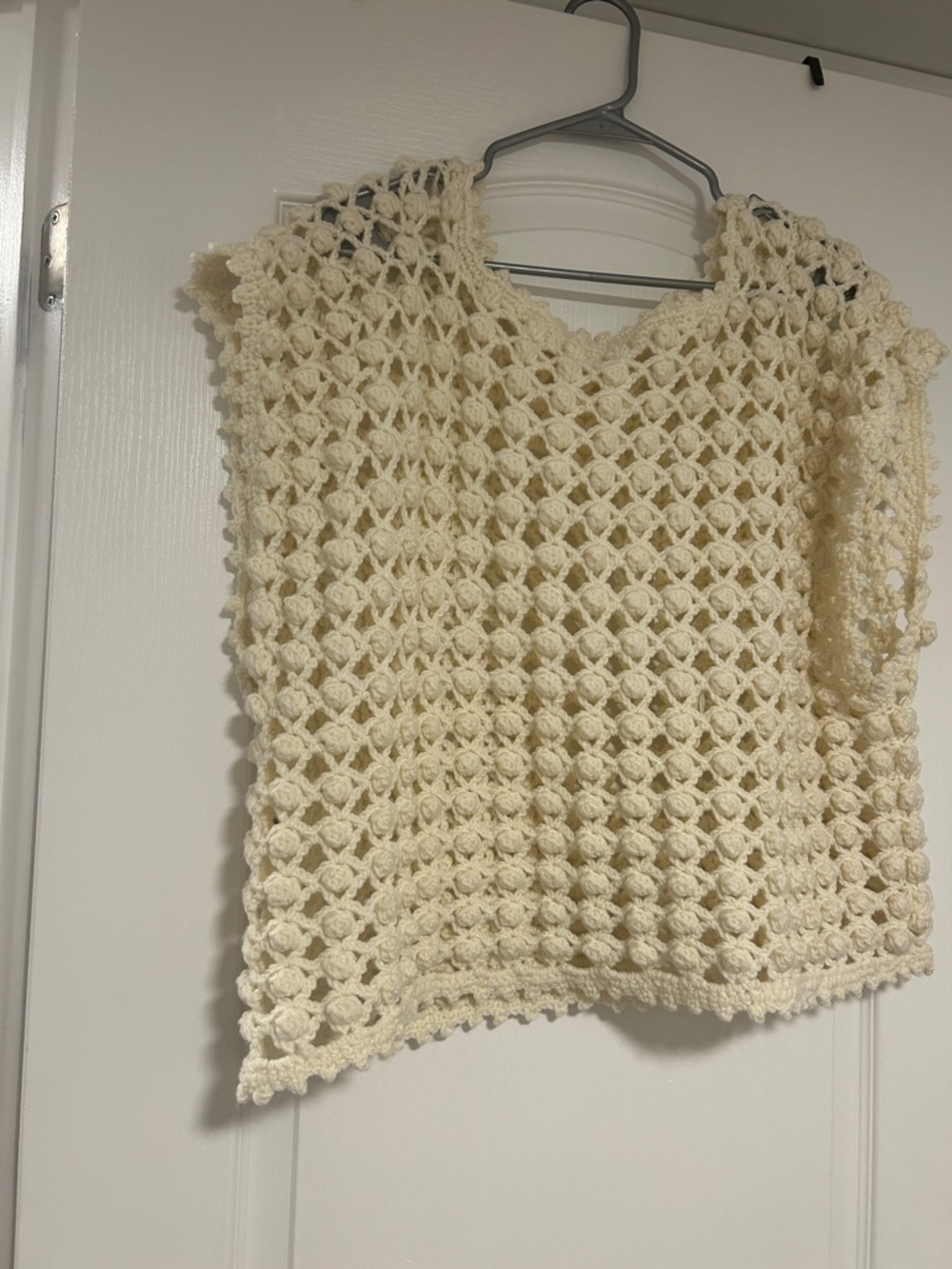 Handmade Crochet Shell-Stitch Top in Cream